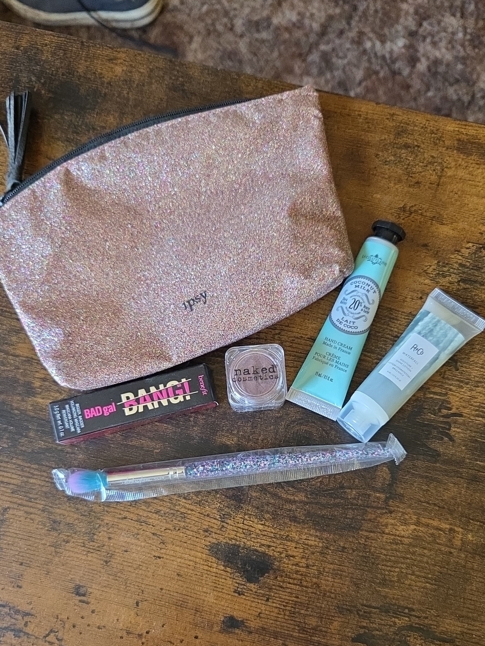 ipsy Rose Gold Glitter Cosmetic Bag